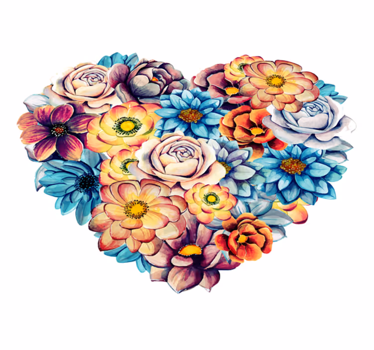 Alfombra vinílica flores corazón hermoso lleno de flores - TenVinilo