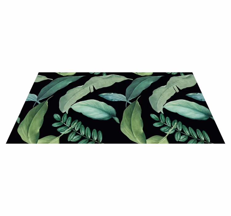 Alfombra vinílica flores hojas de bosque gris oscuro - TenVinilo