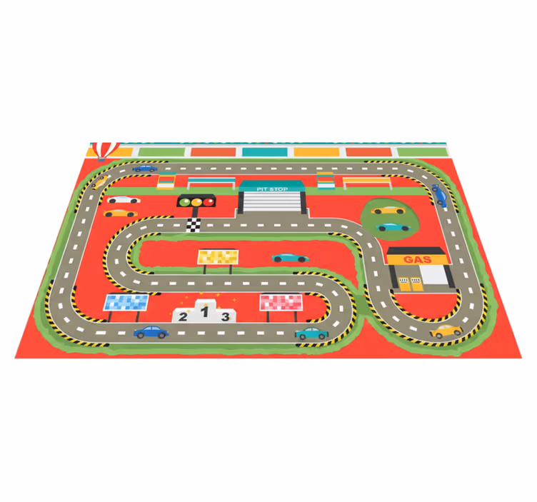 Alfombra vinílica carretera pista de carreras colorida - TenVinilo