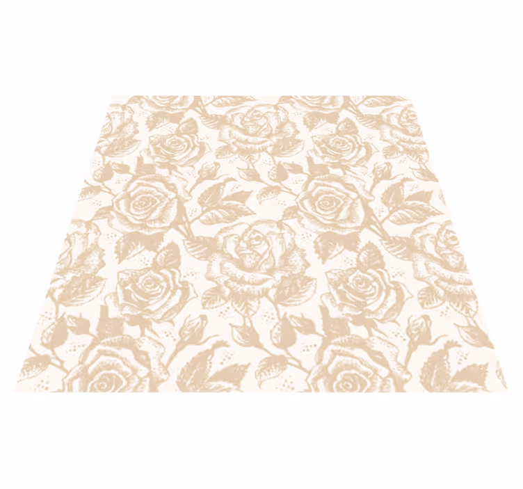 Alfombra vinílica comedor rosas vintage beige - TenVinilo