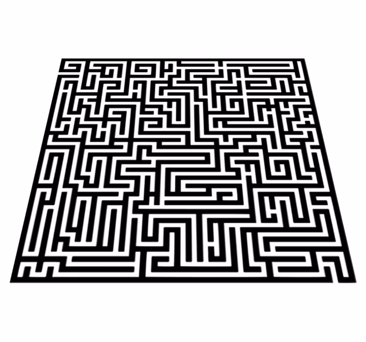Alfombra vinílica comedor laberinto en blanco y negro - TenVinilo