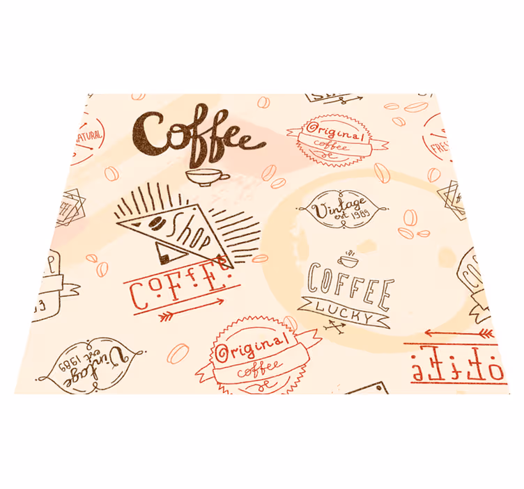 Alfombra vinílica cocina íconos de café - TenVinilo