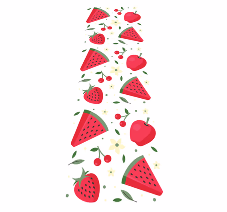 Alfombra vinílica cocina patrón de diferentes frutas - TenVinilo