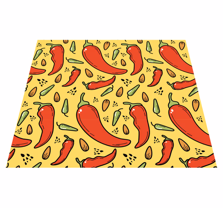 Alfombra vinílica cocina pimientos rojos y verdes - TenVinilo
