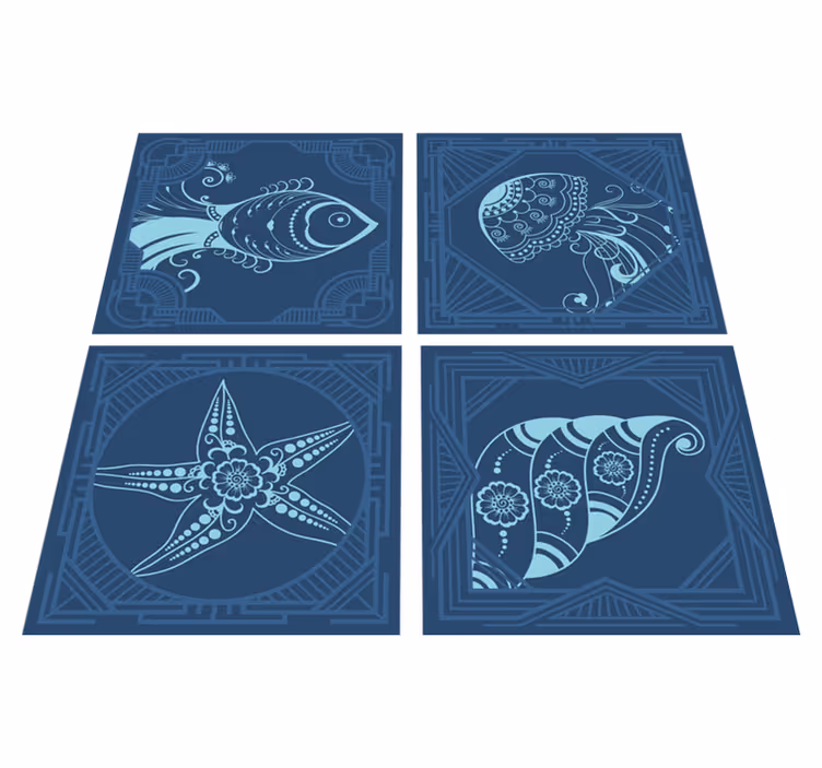 Alfombra vinílica baño vida marina ornamental - TenVinilo