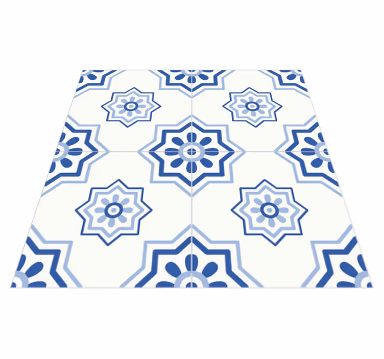 Alfombra vinílica baño adhesivo de azulejo azul - TenVinilo