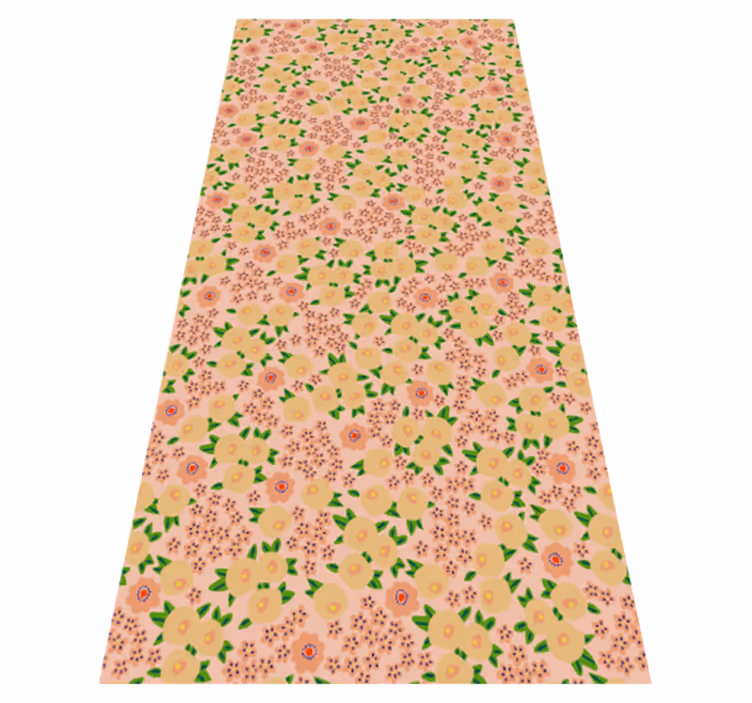 Alfombra vinílica flores diseño floral en tonos melocotón - TenVinilo
