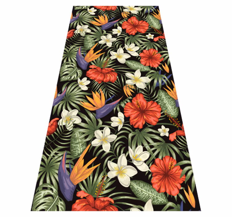 Alfombra vinílica flores diseño de plantas tropicales - TenVinilo