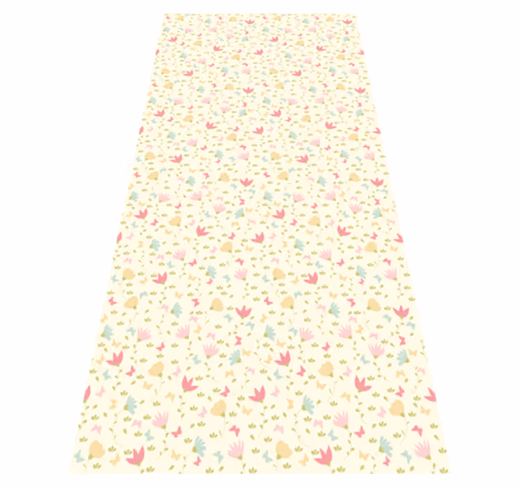 Alfombra vinílica flores mariposas y flores - TenVinilo