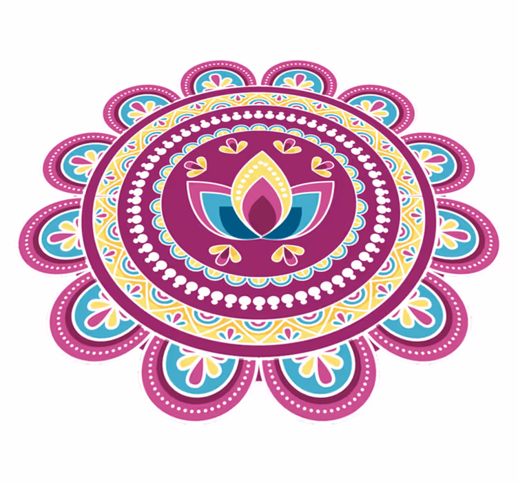 Alfombra vinílica flores mandala de loto colorido - TenVinilo
