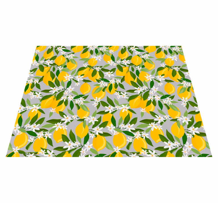 Alfombra vinílica flores patrón flores de limón - TenVinilo