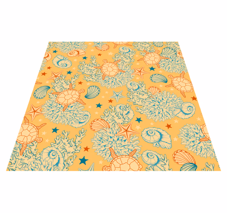 Alfombra vinílica flores vida marina y coral - TenVinilo