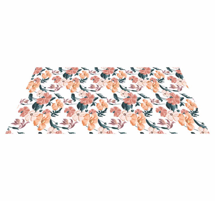 Alfombra vinílica dormitorio motivo floral en arreglo - TenVinilo