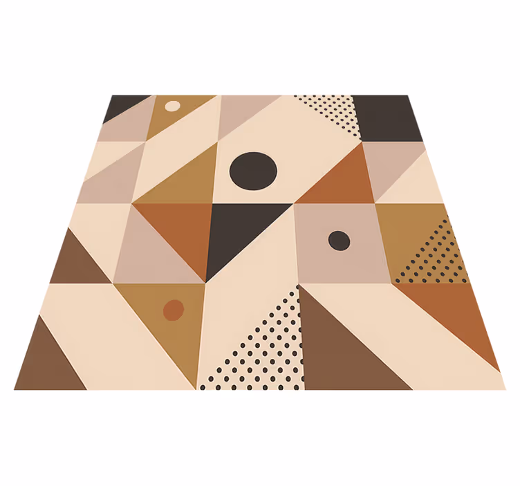 Alfombra de vinilo geométrica en tonos marrón patchwork - TenVinilo