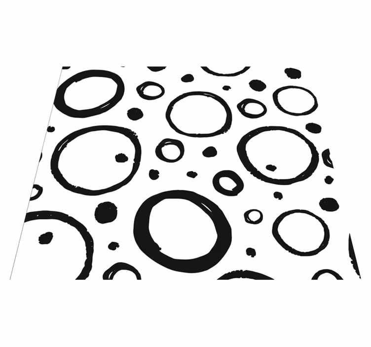 Alfombra de vinilo geométrica diseño circular blanco y negro - TenVinilo