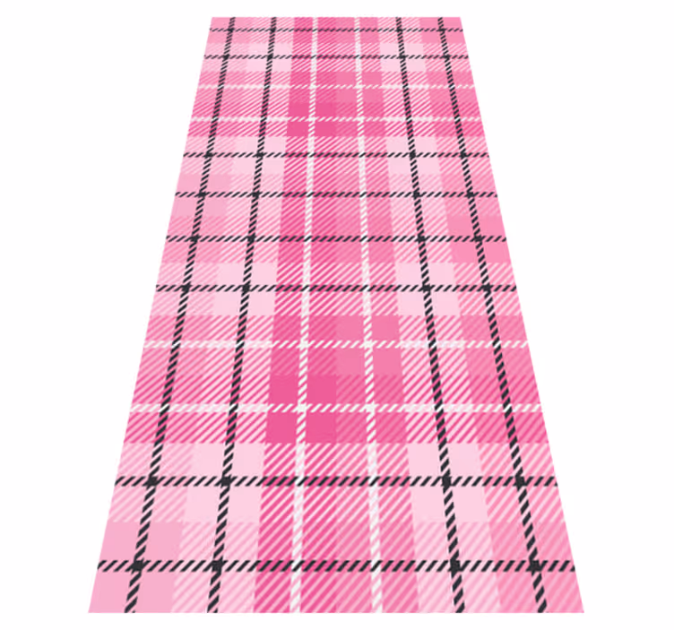 Alfombra de vinilo geométrica tartán rosa y negro - TenVinilo