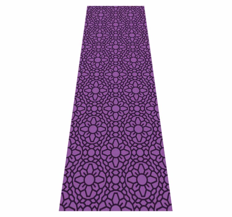 Alfombra de vinilo geométrica flores moradas en círculo - TenVinilo