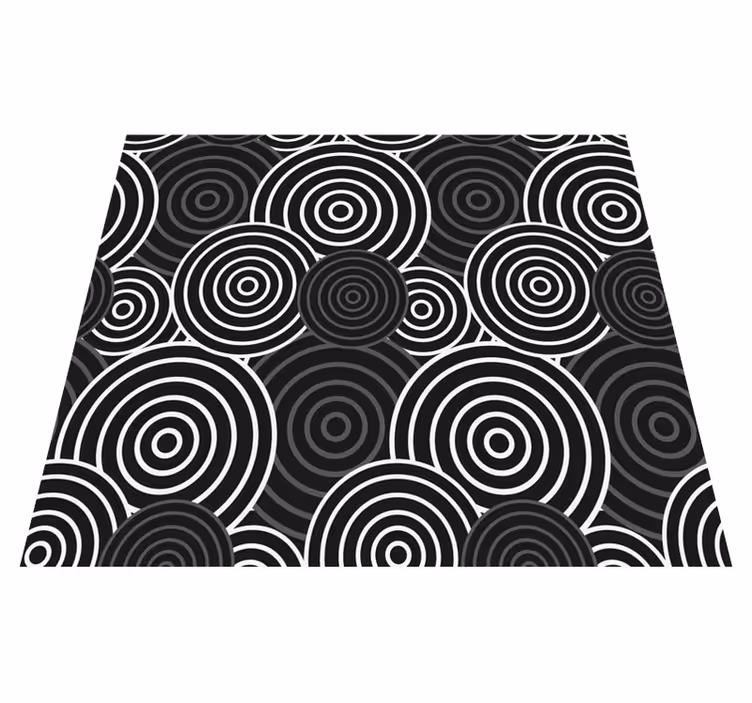 Alfombra de vinilo geométrica círculo negro con fondo - TenVinilo