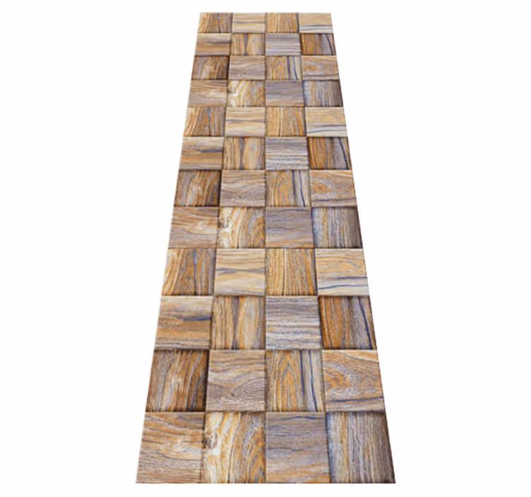 Alfombra de vinilo geométrica mosaico imitación madera 80's - TenVinilo