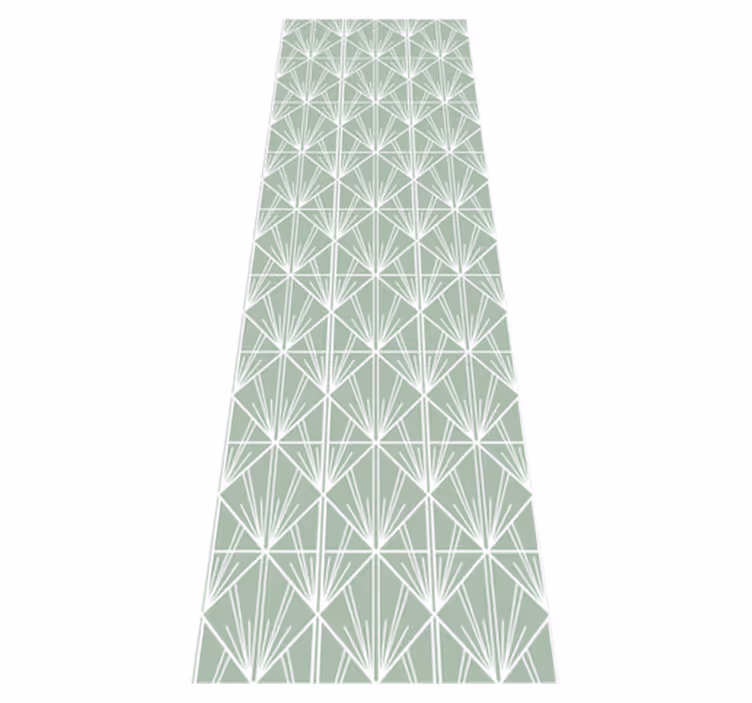 Alfombra de vinilo geométrica arte moderno verde y blanco - TenVinilo