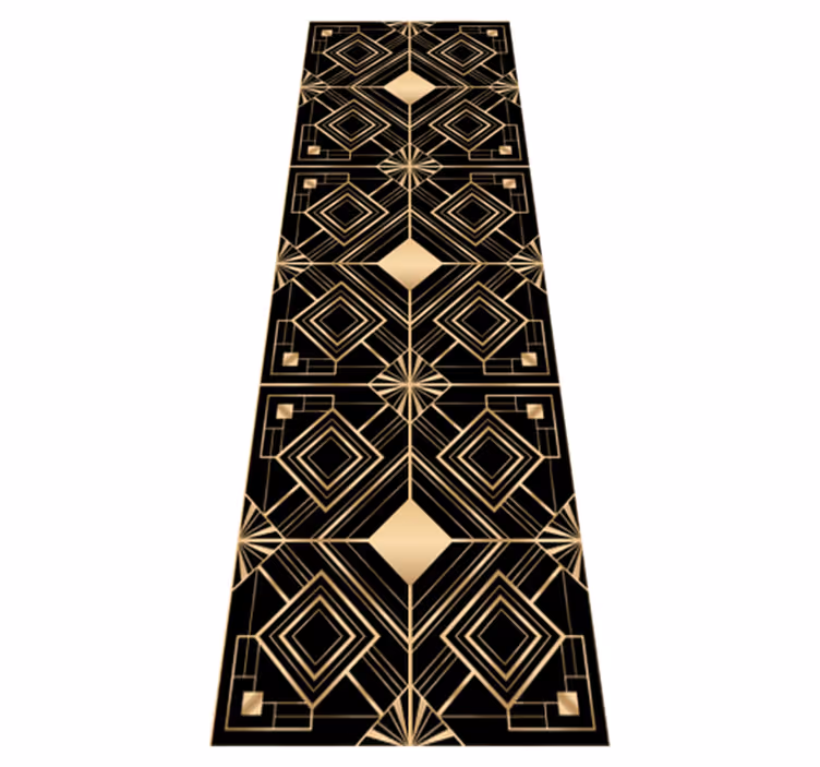Alfombra de vinilo geométrica arte moderno negro y dorado - TenVinilo