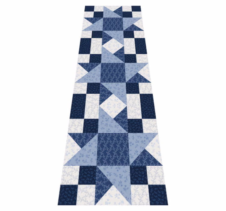 Alfombra de vinilo geométrica diseño triángulo estrella azul - TenVinilo