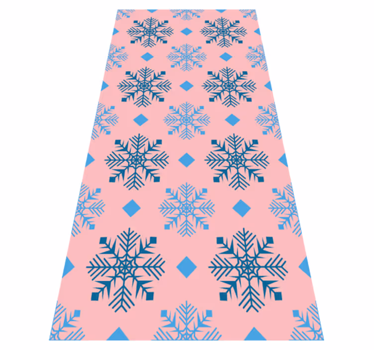 Alfombra vinílica navidad copos de nieve rosa y azul - TenVinilo