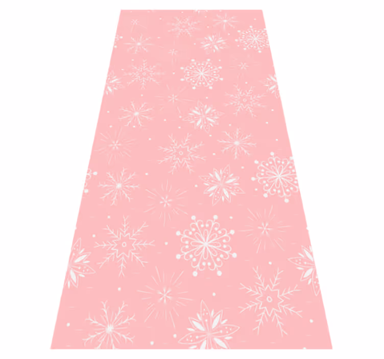 Alfombra vinílica navidad copos blancos sobre rosa - TenVinilo