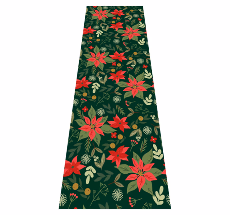 Alfombra vinílica navidad decoraciones de hojas - TenVinilo