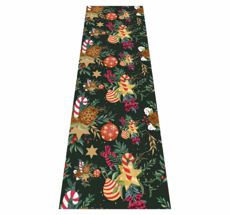 Alfombra vinílica navidad decoraciones de ramas - TenVinilo