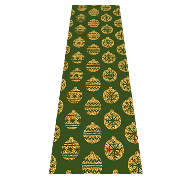 Alfombra vinílica navidad encantos dorados sobre fondo verde - TenVinilo