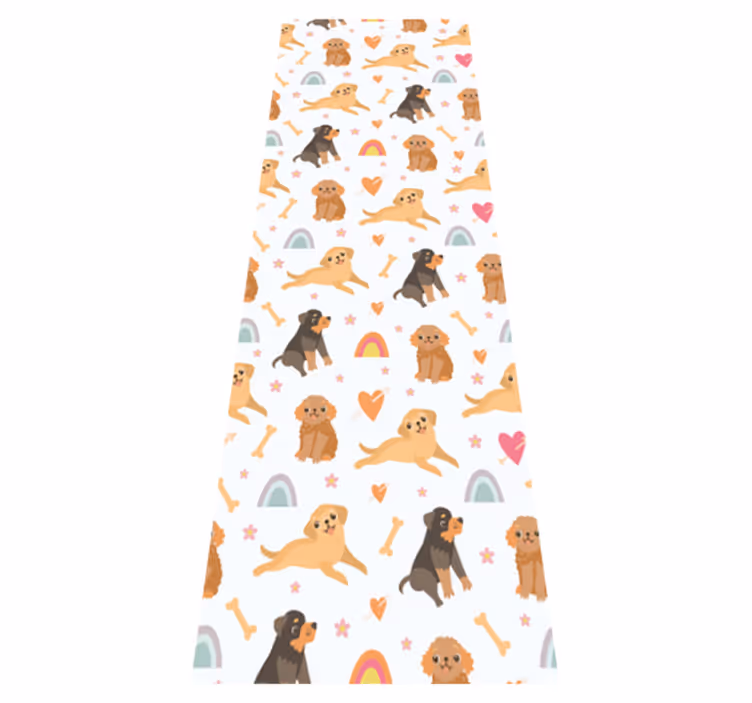Alfombra vinílica dormitorio perro lindo y arcoíris - TenVinilo