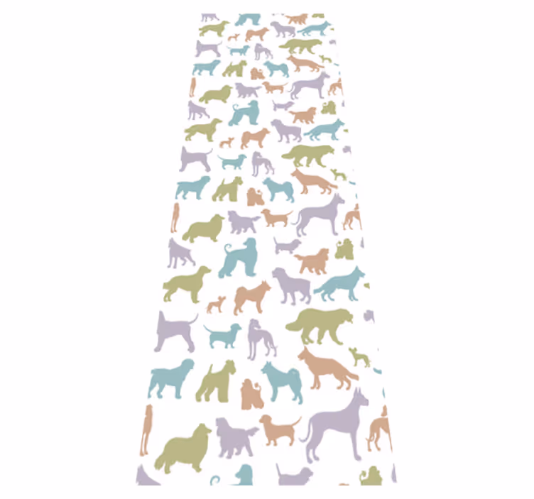 Alfombra vinílica dormitorio siluetas de perros en pastel - TenVinilo