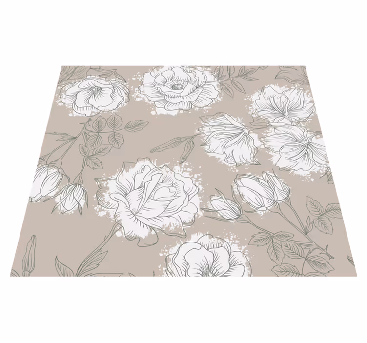 Alfombra vinílica dormitorio flores de peonía vintage - TenVinilo