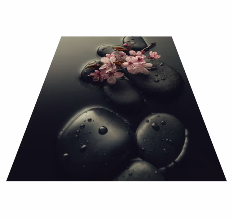 Alfombra vinílica naturaleza ambiente zen con piedras - TenVinilo