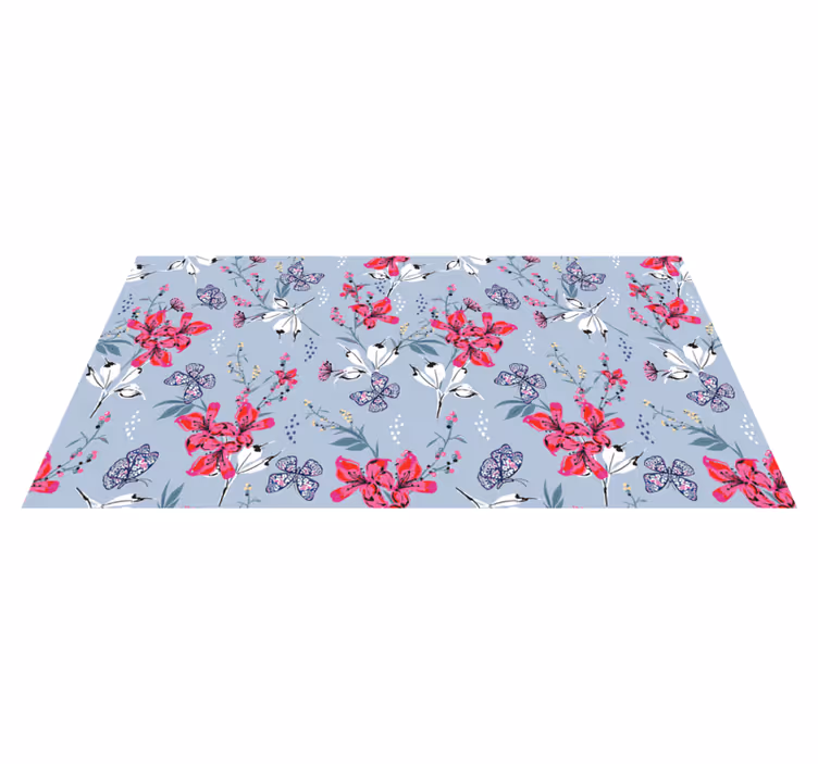 Alfombra vinílica naturaleza patrón de mariposas floral - TenVinilo
