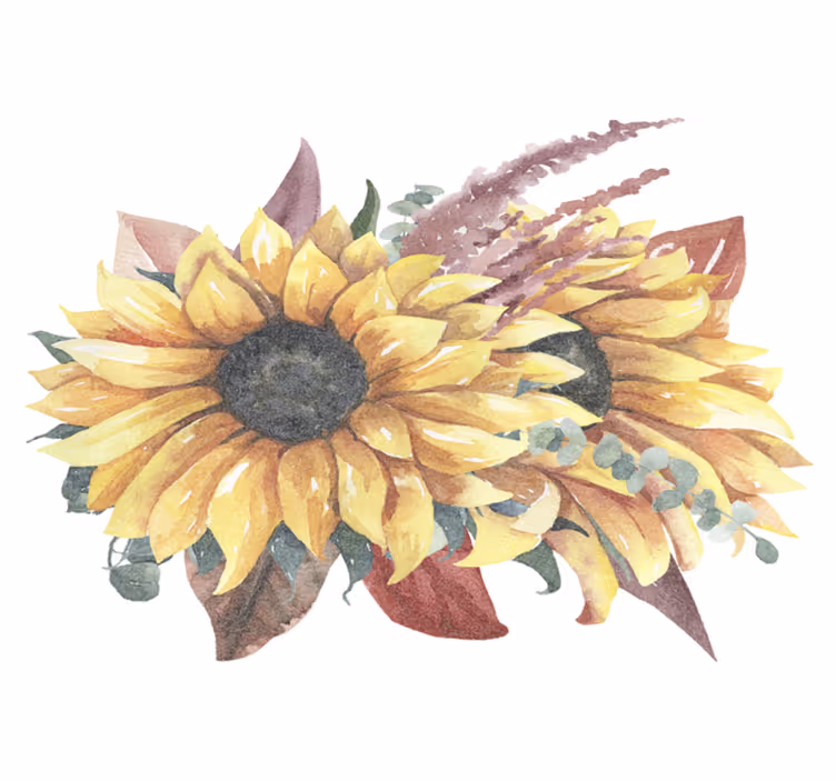 Alfombra vinílica naturaleza arreglo floral de girasoles - TenVinilo