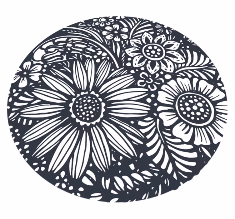Alfombra vinílica naturaleza círculo floral - TenVinilo