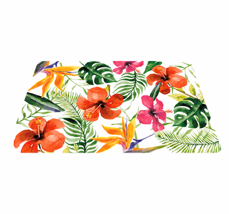 Alfombra vinílica flores y pegatinas monstera deliciosa - TenVinilo