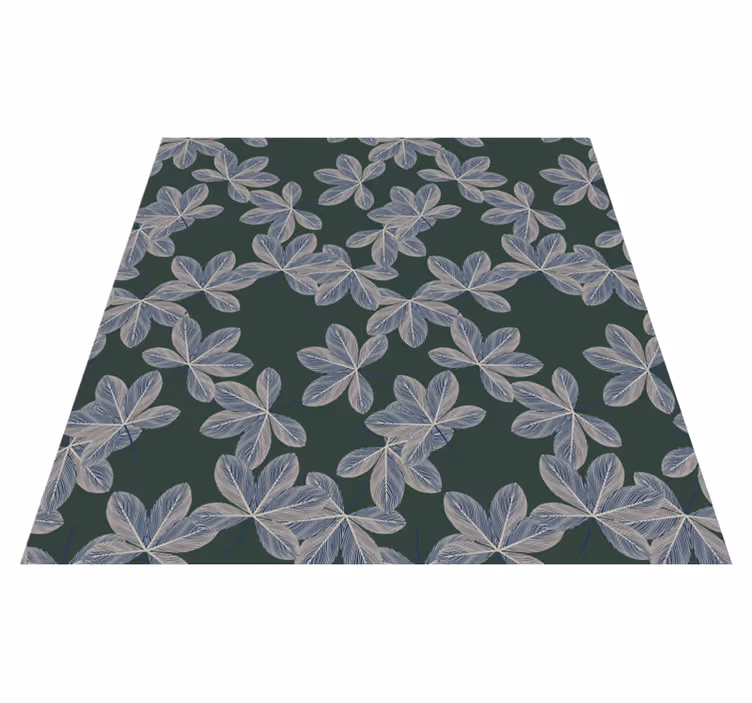 Alfombra vinílica flores diseño de hojas oscuras - TenVinilo