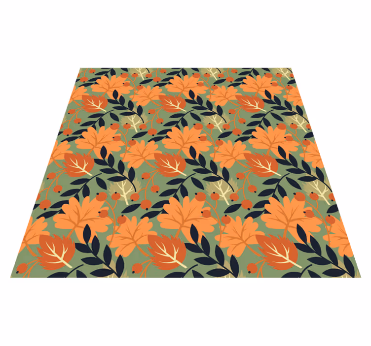 Alfombra vinílica flores diseño de hojas otoñales - TenVinilo