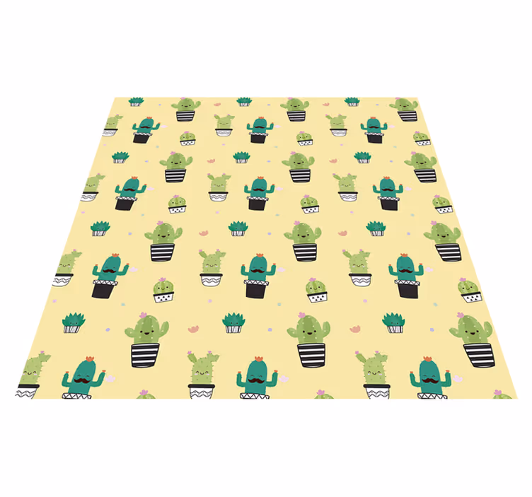 Alfombra vinílica flores cactus patrón dibujo - TenVinilo