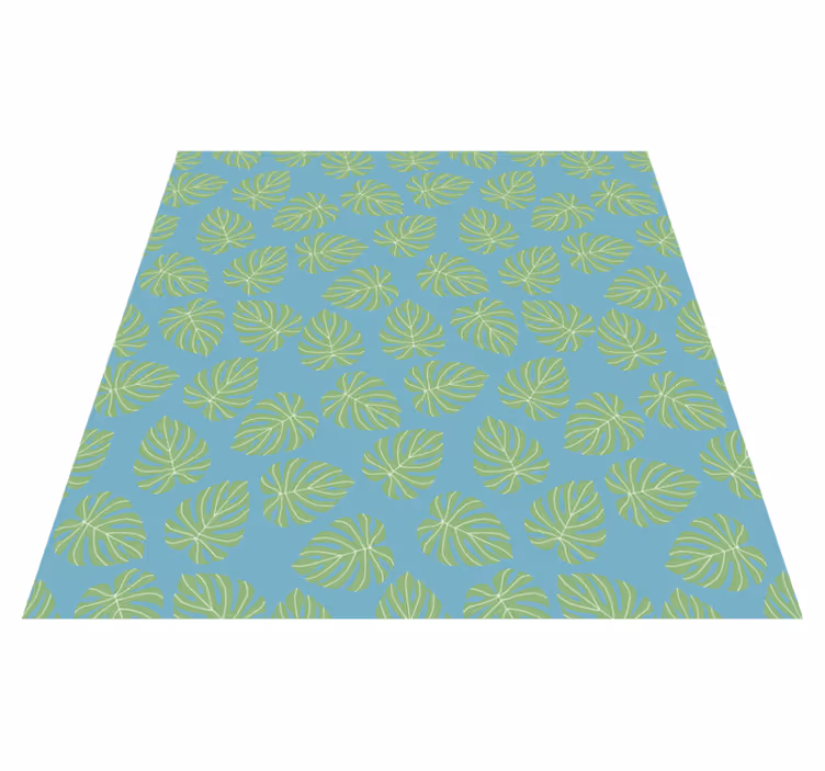 Alfombra vinílica flores diseño hojas verdes verano - TenVinilo
