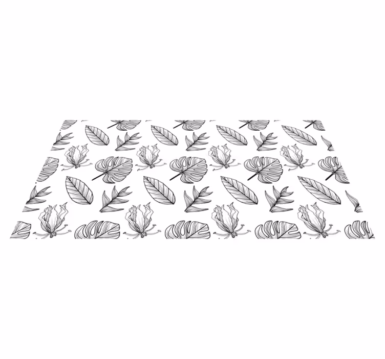 Alfombra vinílica flores hojas tropicales monocolor - TenVinilo