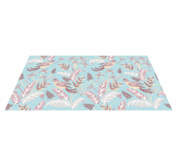 Alfombra vinílica flores patrón flora azul y rosa - TenVinilo
