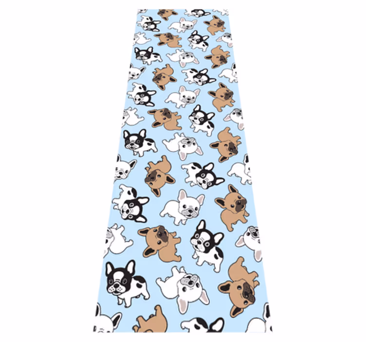 Alfombra vinílica dormitorio con diseño de bulldog francés - TenVinilo