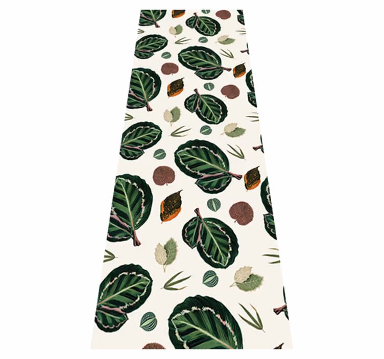 Alfombra vinílica dormitorio hojas de maranta verde y roja - TenVinilo