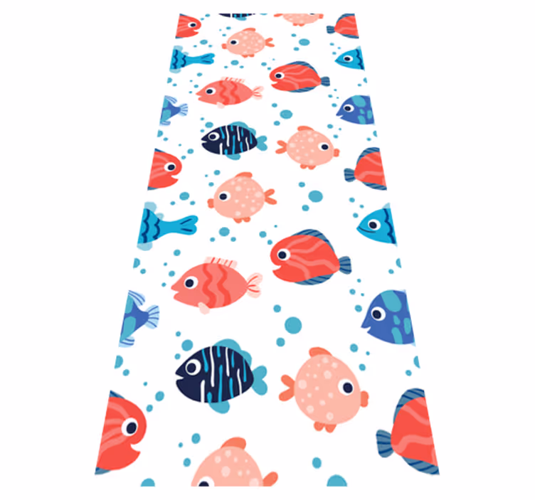 Alfombra vinílica dormitorio peces rosas y azules - TenVinilo