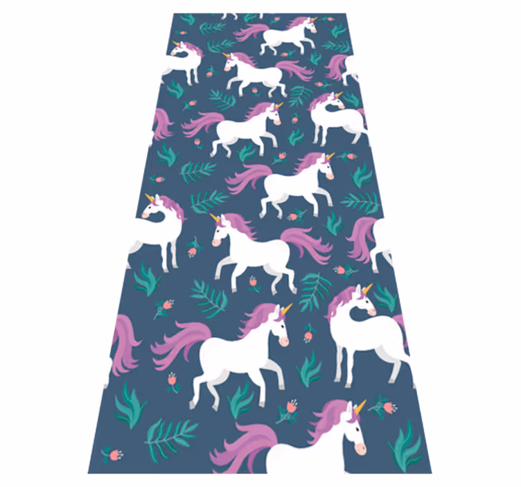 Alfombra vinílica dormitorio patrón plano unicornio azul - TenVinilo