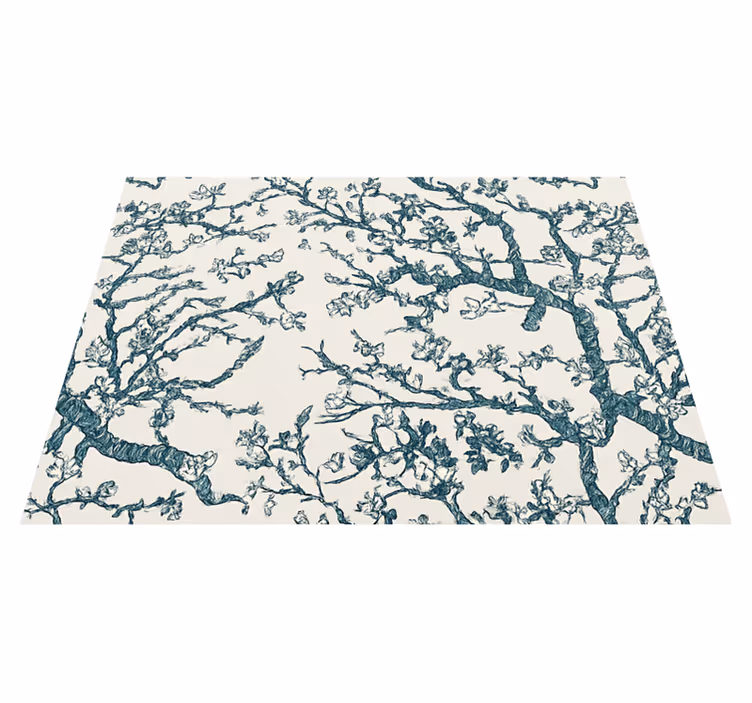 Alfombra vinílica dormitorio diseño de árbol azul oscuro - TenVinilo